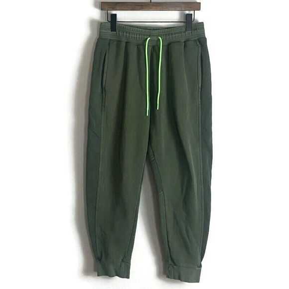 NIKE Mens Green Air Fleece Joggers Sweatpants Size L Drawstring Paneled Pockets - Picture 1 of 10